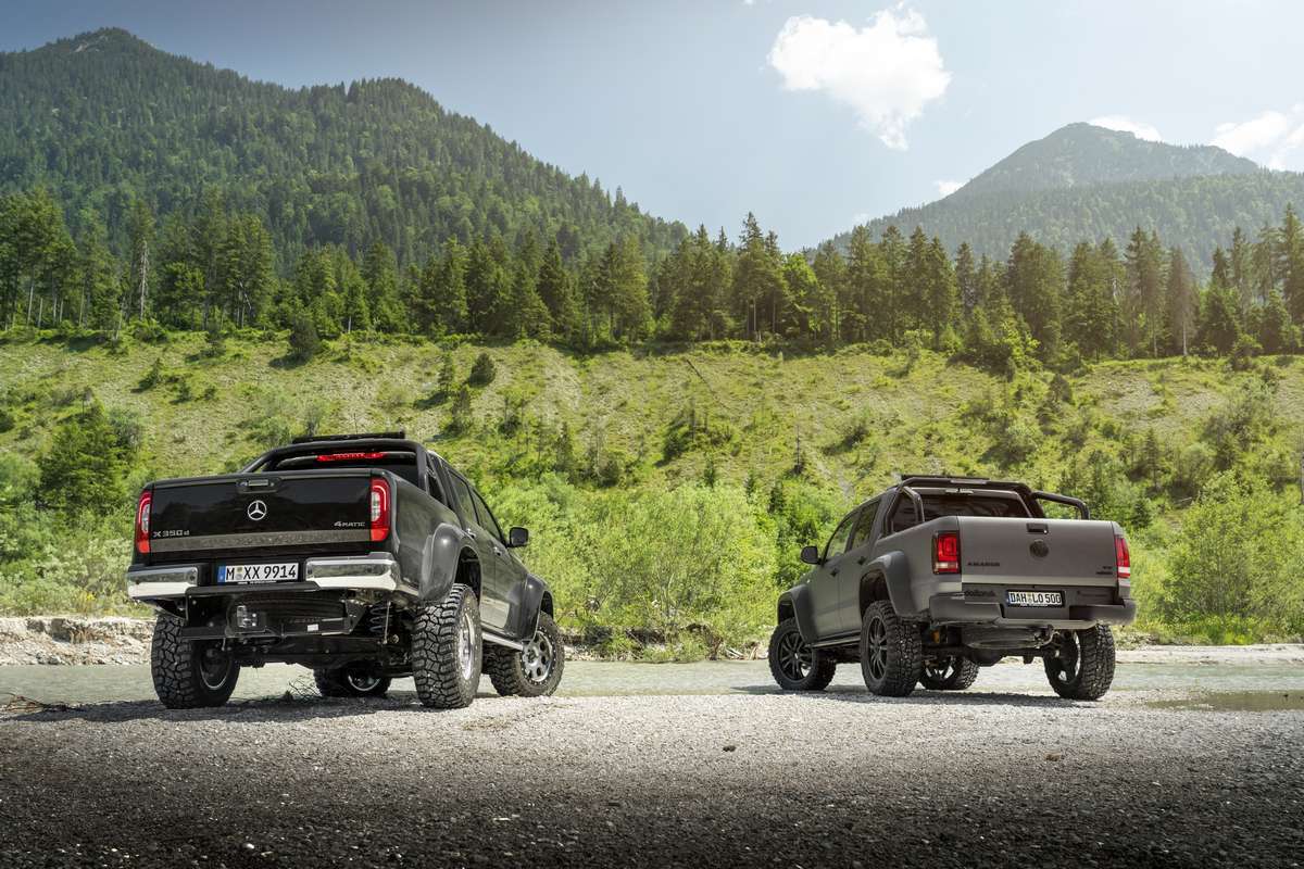 Mercedes X-Klasse und VW Amarok Fahrwerk Höherlegung von delta4x4 Offroad Tuning