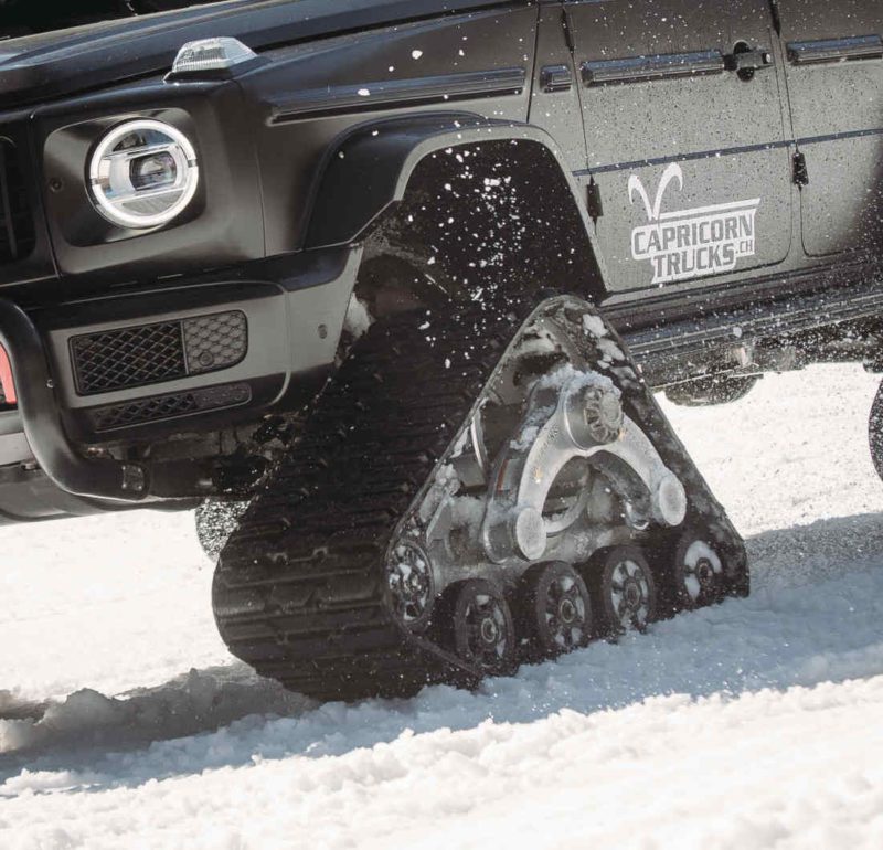 Track Mod Mercedes It doesn’t get any tougher than the Mercedes G500 on caterpillar tracks ...